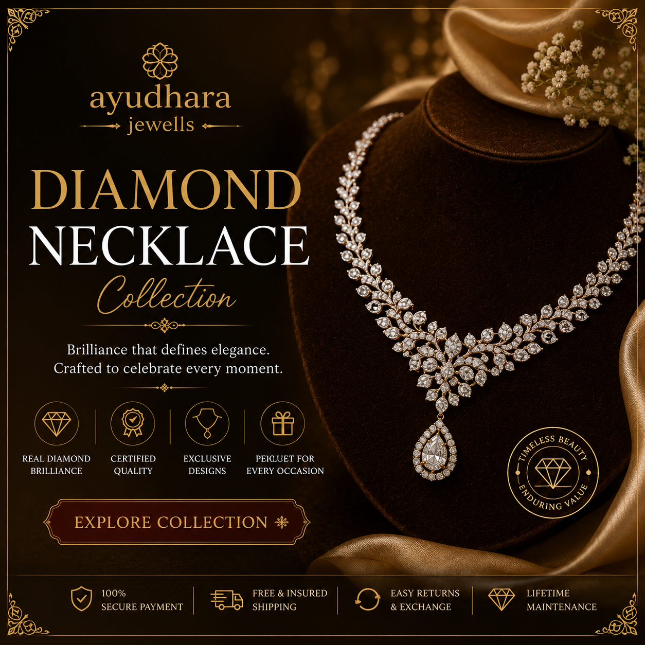 Ayudhara Diamond Necklace Collection – Sparkle with Timeless Elegance