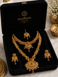 Ayudhara Antique Floral Dual Layer Necklace Set