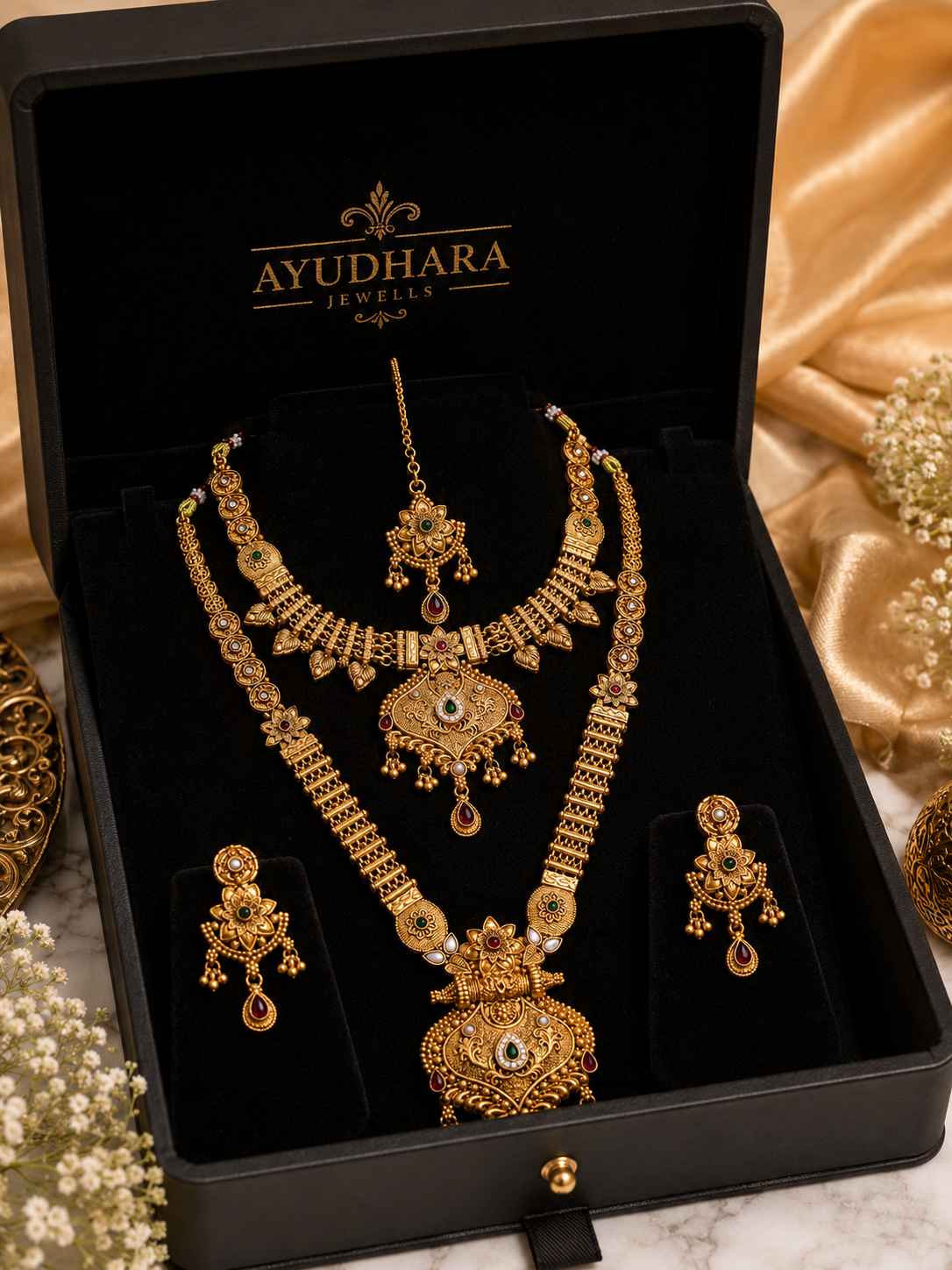 Ayudhara Royal Antique Bridal Necklace Set