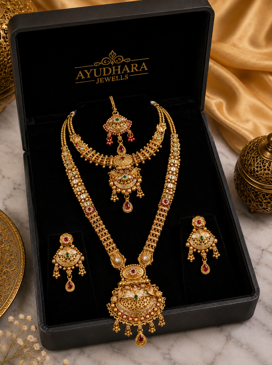 Ayudhara Royal Chandrika Dual Layer Necklace Set