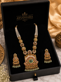 Ayudhara Mint Pearl Rajwadi Long Necklace Set