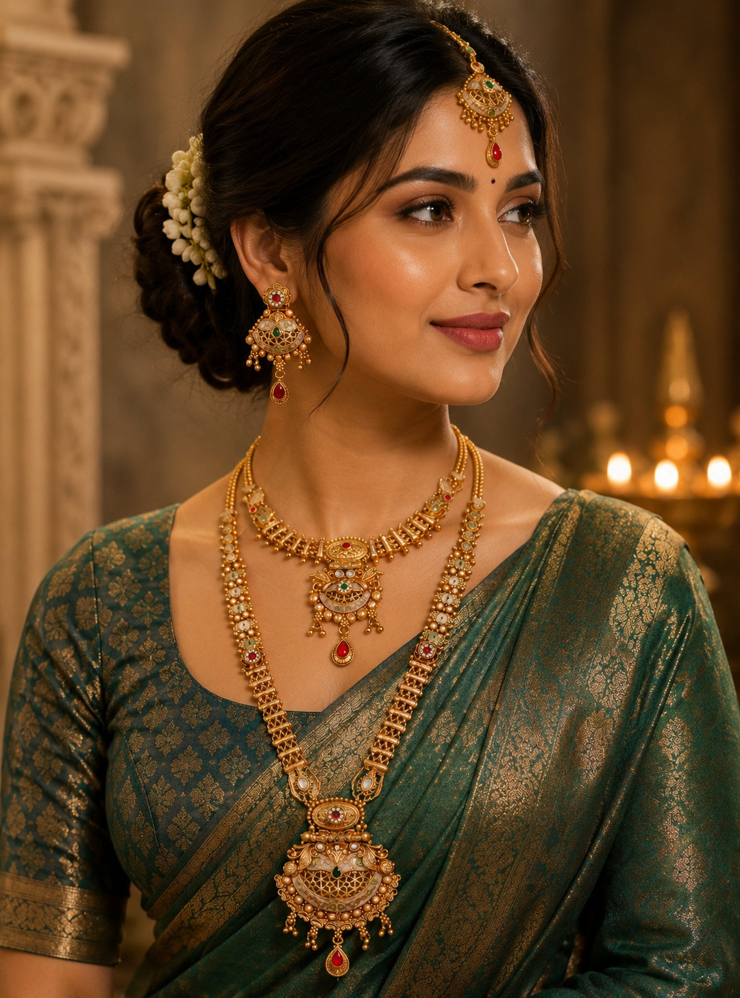 Ayudhara Royal Chandrika Dual Layer Necklace Set