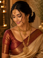 Ayudhara Antique Floral Dual Layer Necklace Set