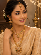 Ayudhara Antique Dual Layer Bridal Necklace Set