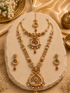 Ayudhara Floral Antique Dual Layer Necklace Set
