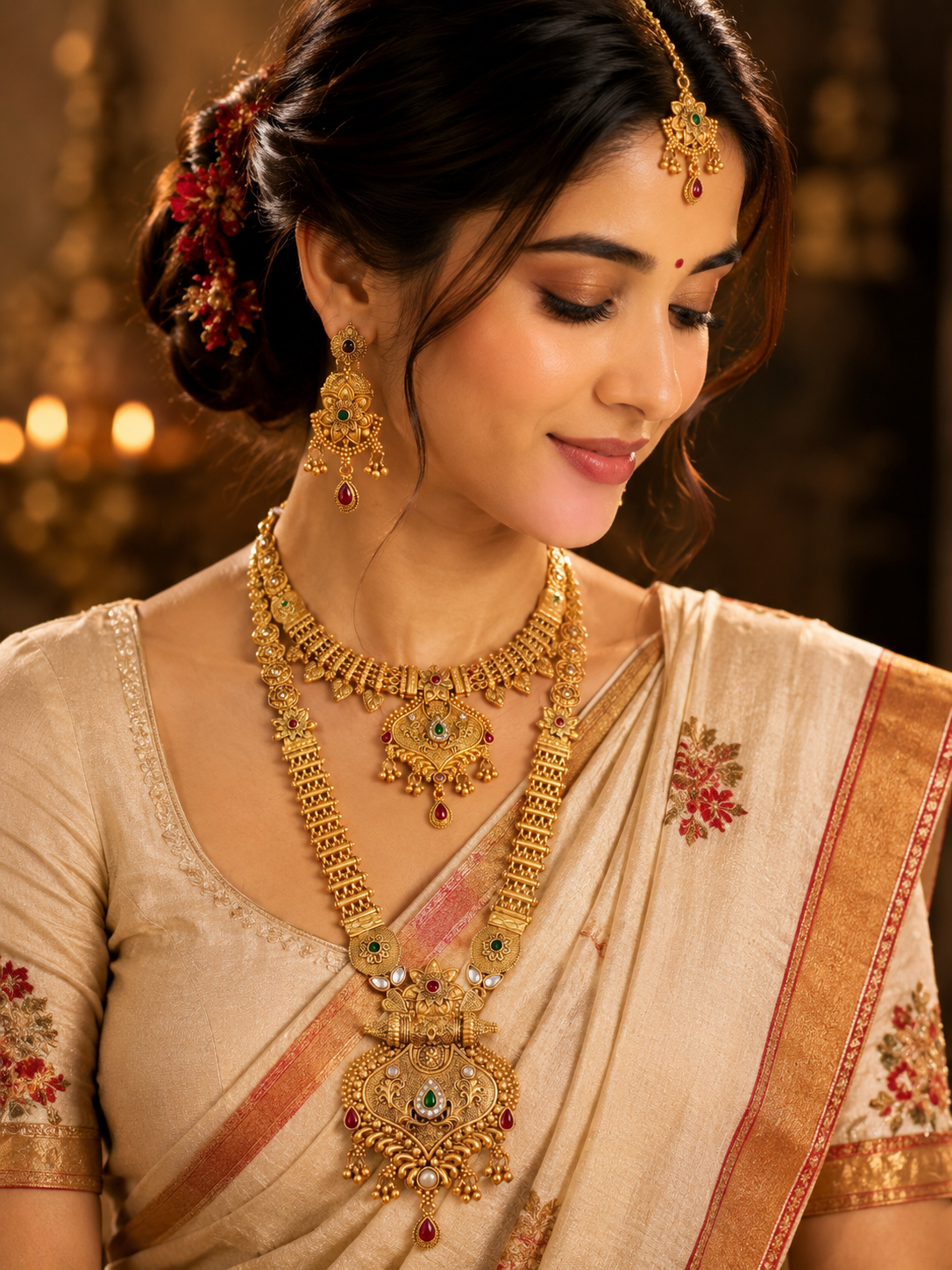 Ayudhara Royal Antique Bridal Necklace Set