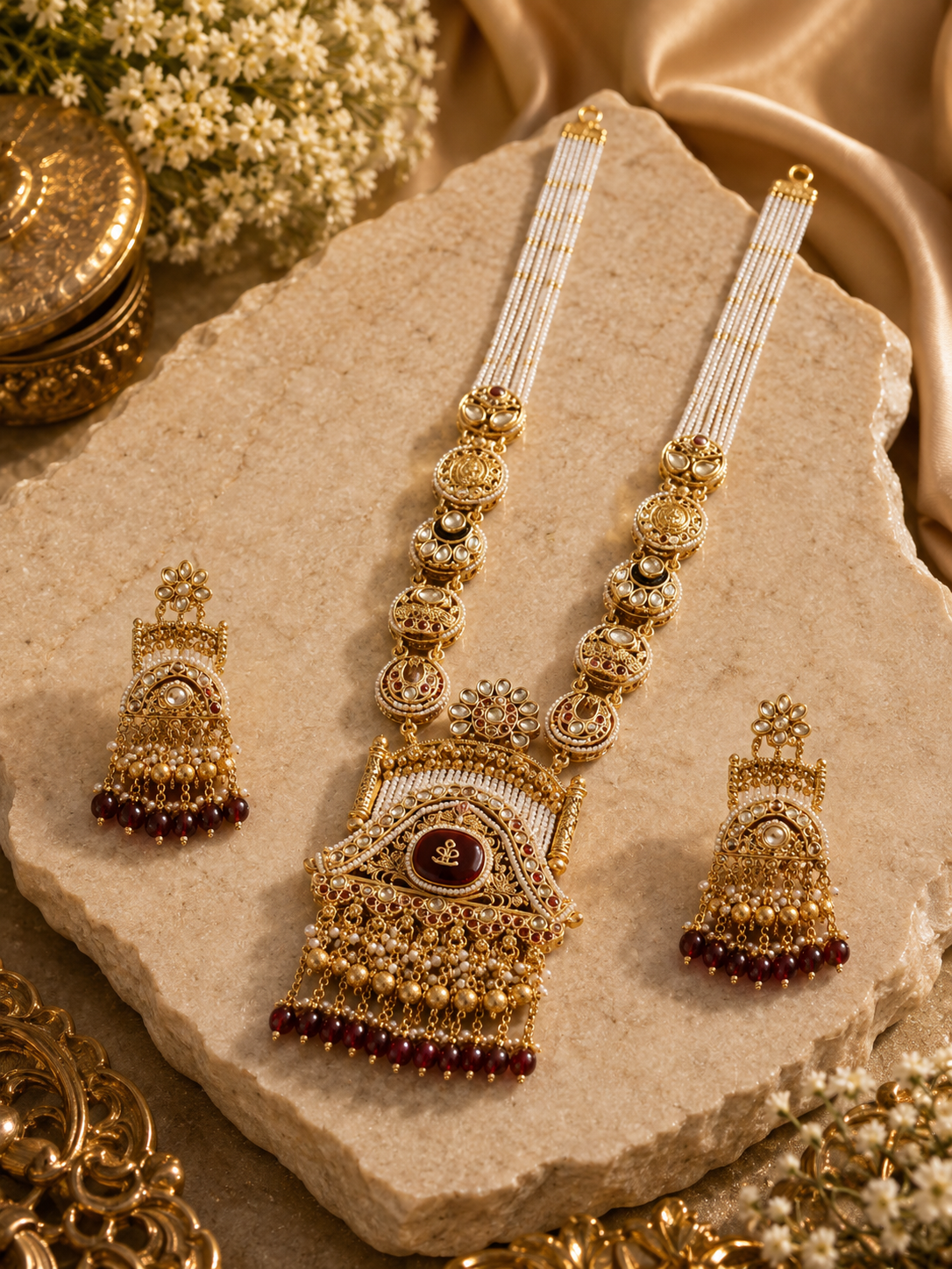 Ayudhara Royal Pearl Pendant Necklace Set