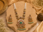 Ayudhara Mint Pearl Rajwadi Long Necklace Set