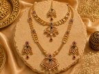 Ayudhara Antique Leaf Motif Dual Layer Necklace Set