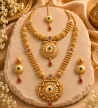 Ayudhara Antique Dual Layer Temple Necklace Set