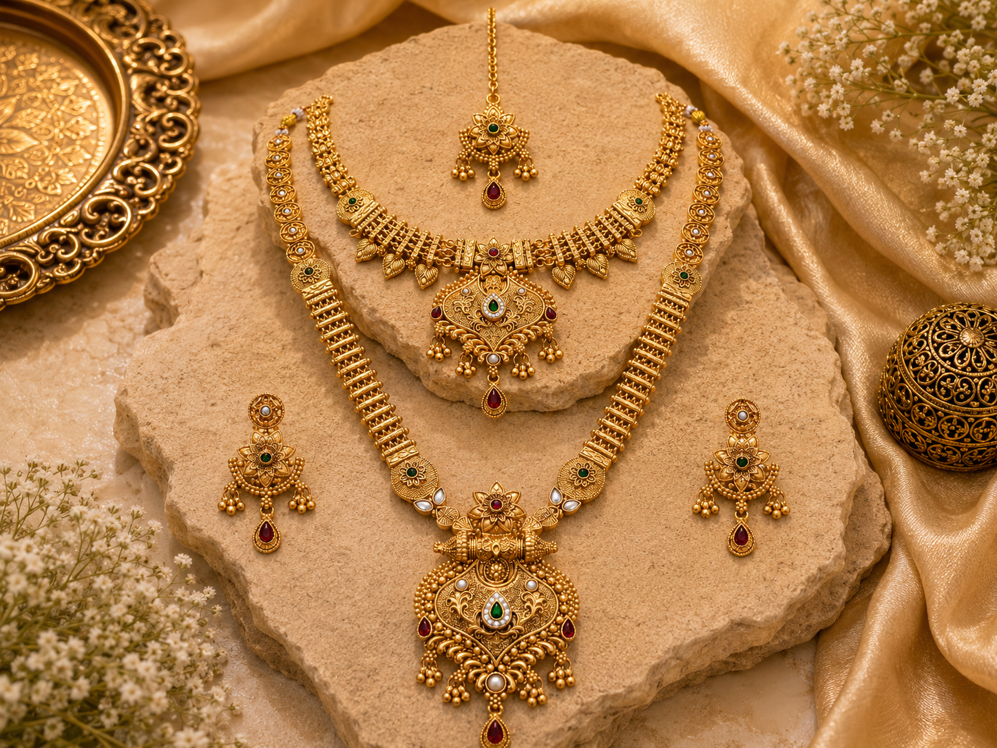 Ayudhara Royal Antique Bridal Necklace Set