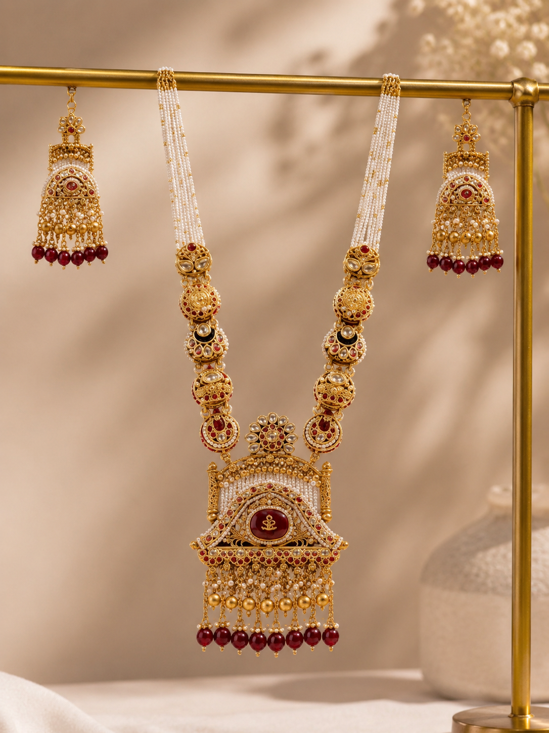 Ayudhara Royal Pearl Pendant Necklace Set