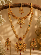 Ayudhara Antique Floral Dual Layer Necklace Set