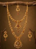 Ayudhara Floral Antique Dual Layer Necklace Set