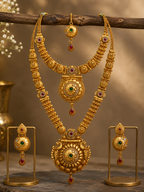 Ayudhara Antique Dual Layer Temple Necklace Set