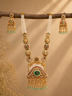 Ayudhara Mint Pearl Rajwadi Long Necklace Set