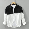 Men's Black & White Patchwork Long Sleeve Shirt