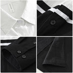 Men's Black & White Patchwork Long Sleeve Shirt