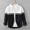 Men's White & Black Patchwork Long Sleeve Shirt