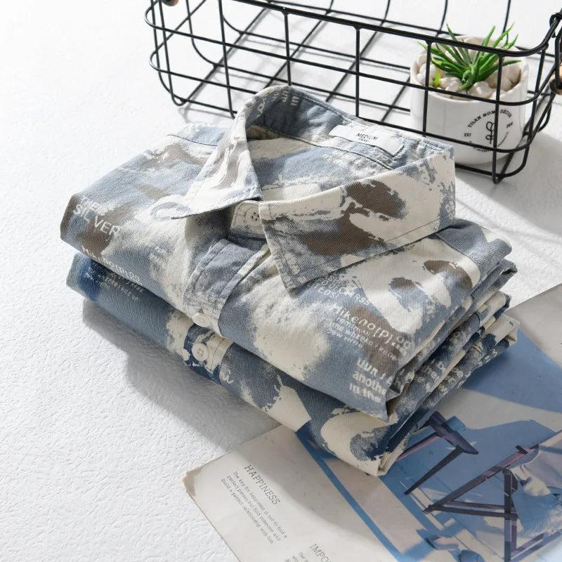 Gray cryptic pattern printed half sleeve shirt