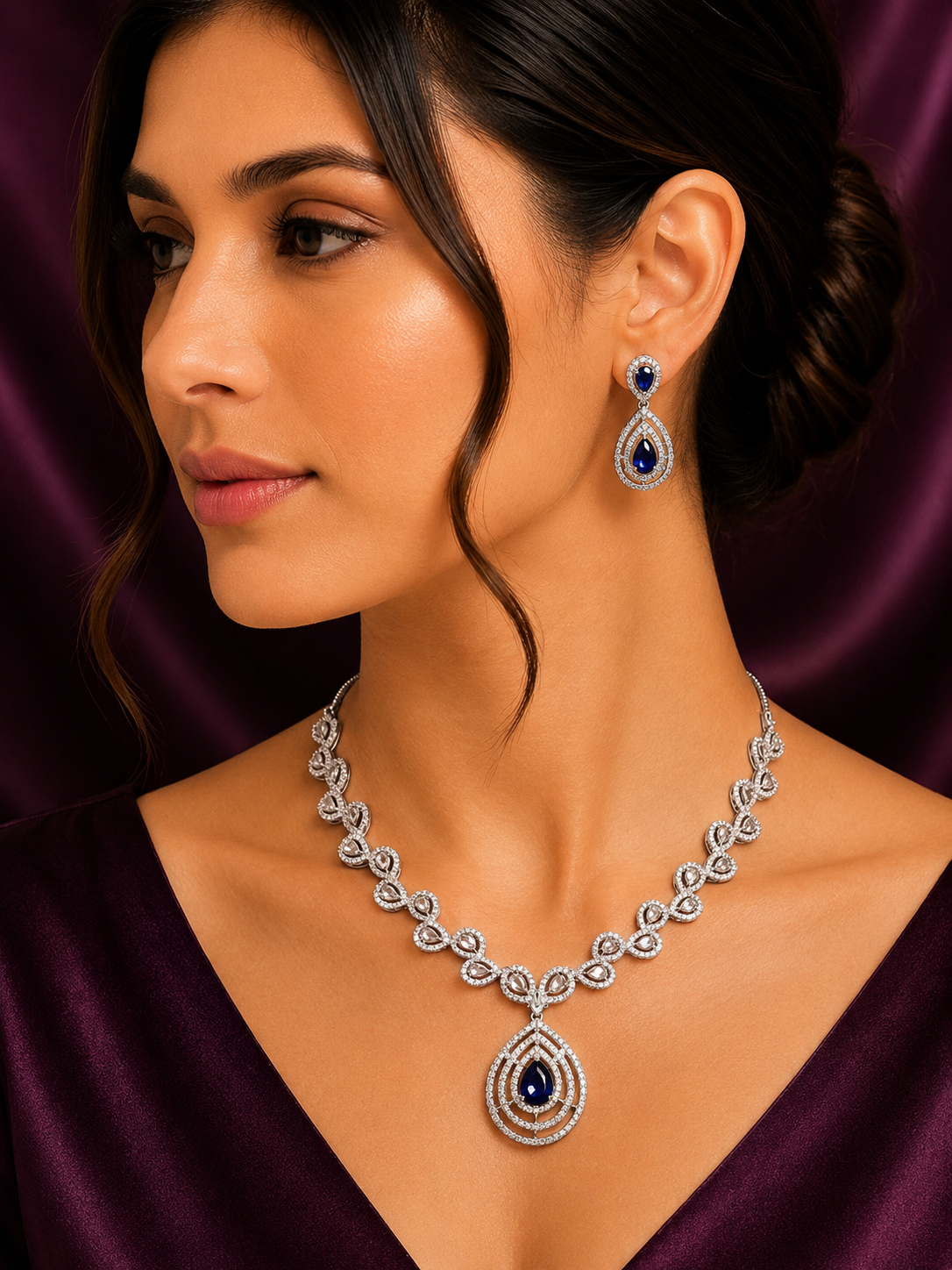 American Diamond Necklace Set for Women