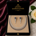 Silver finish American diamond necklace set