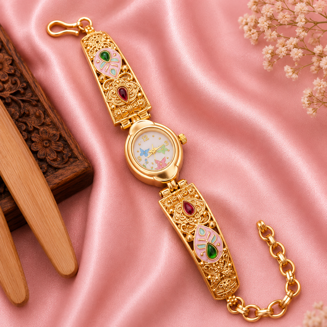 Crystal Studded Party Wear Watch