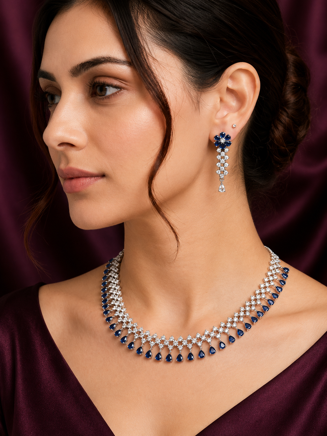 Elegant diamond finish necklace set for party wear