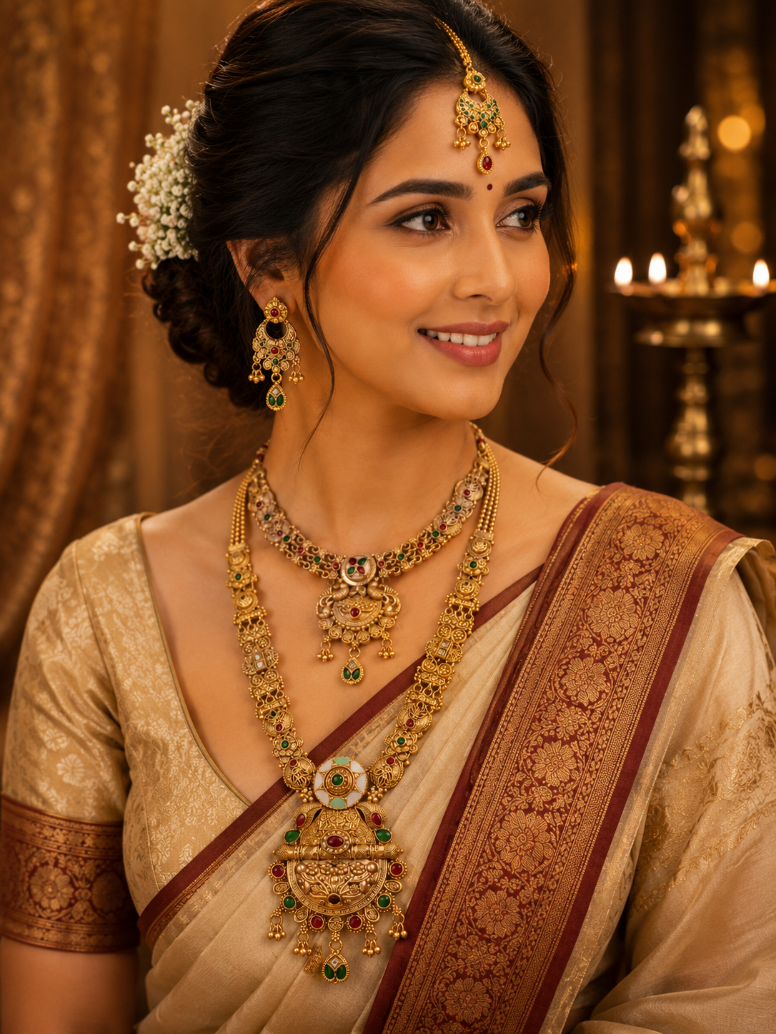 Ethnic Gold Bridal Haar for Women