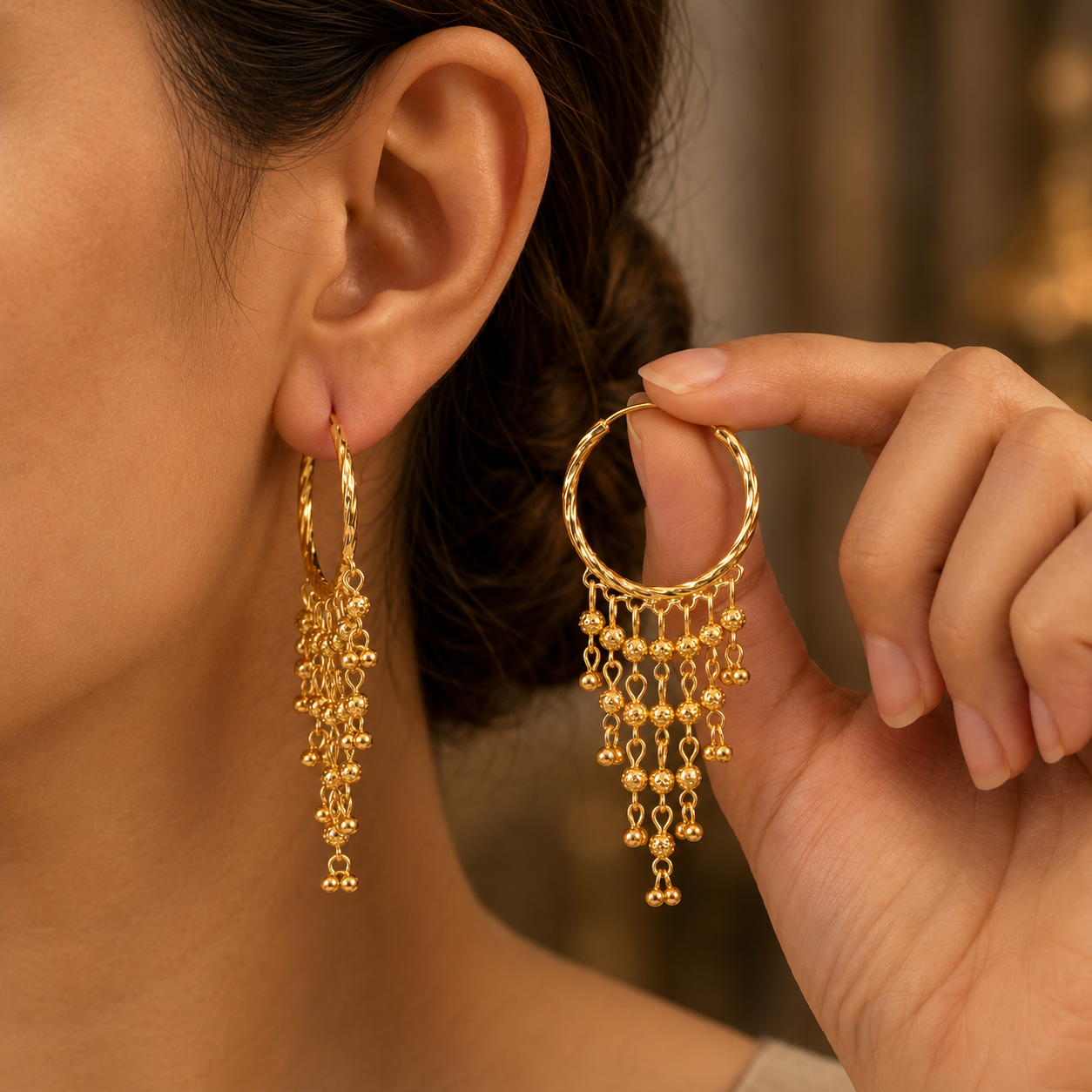 Gold plated designer jhumka earrings