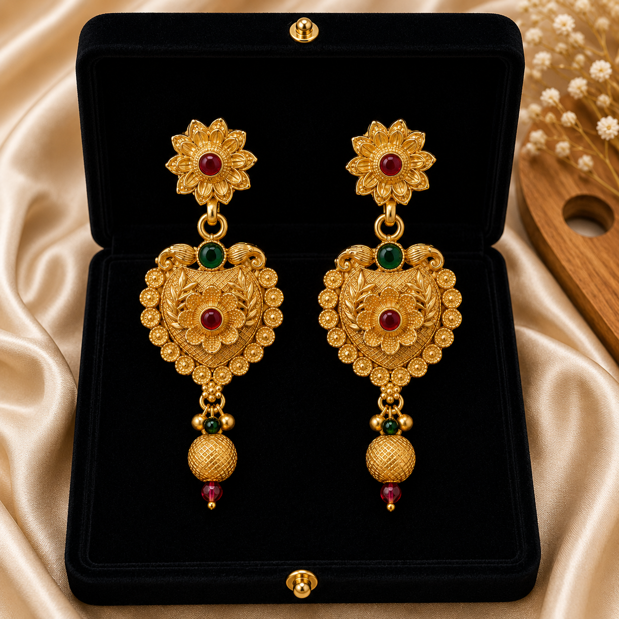 Gold tone ethnic earrings for saree and lehenga