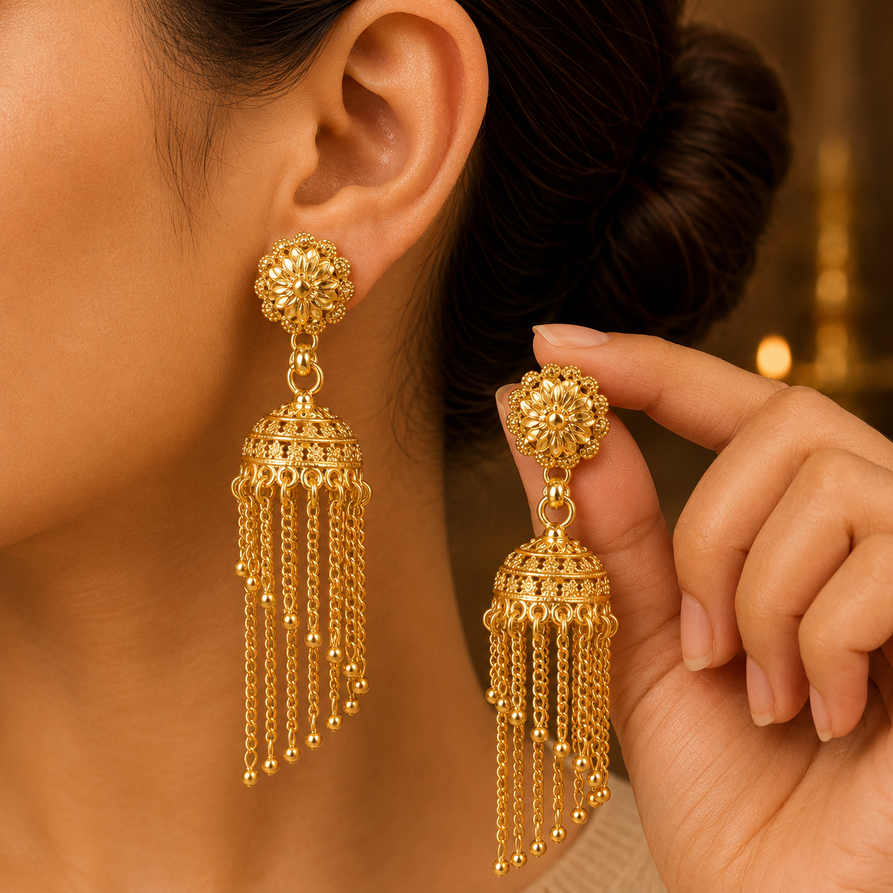 Kundan bridal earrings with traditional design