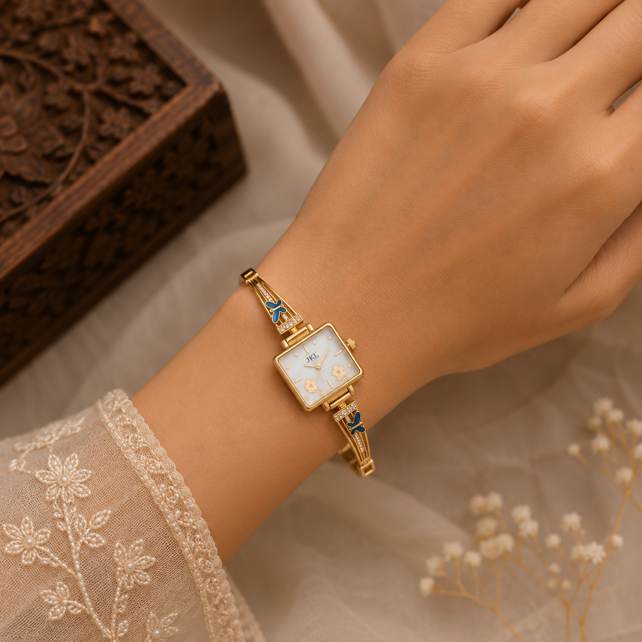 Rose Gold Stone Studded Women's Watch