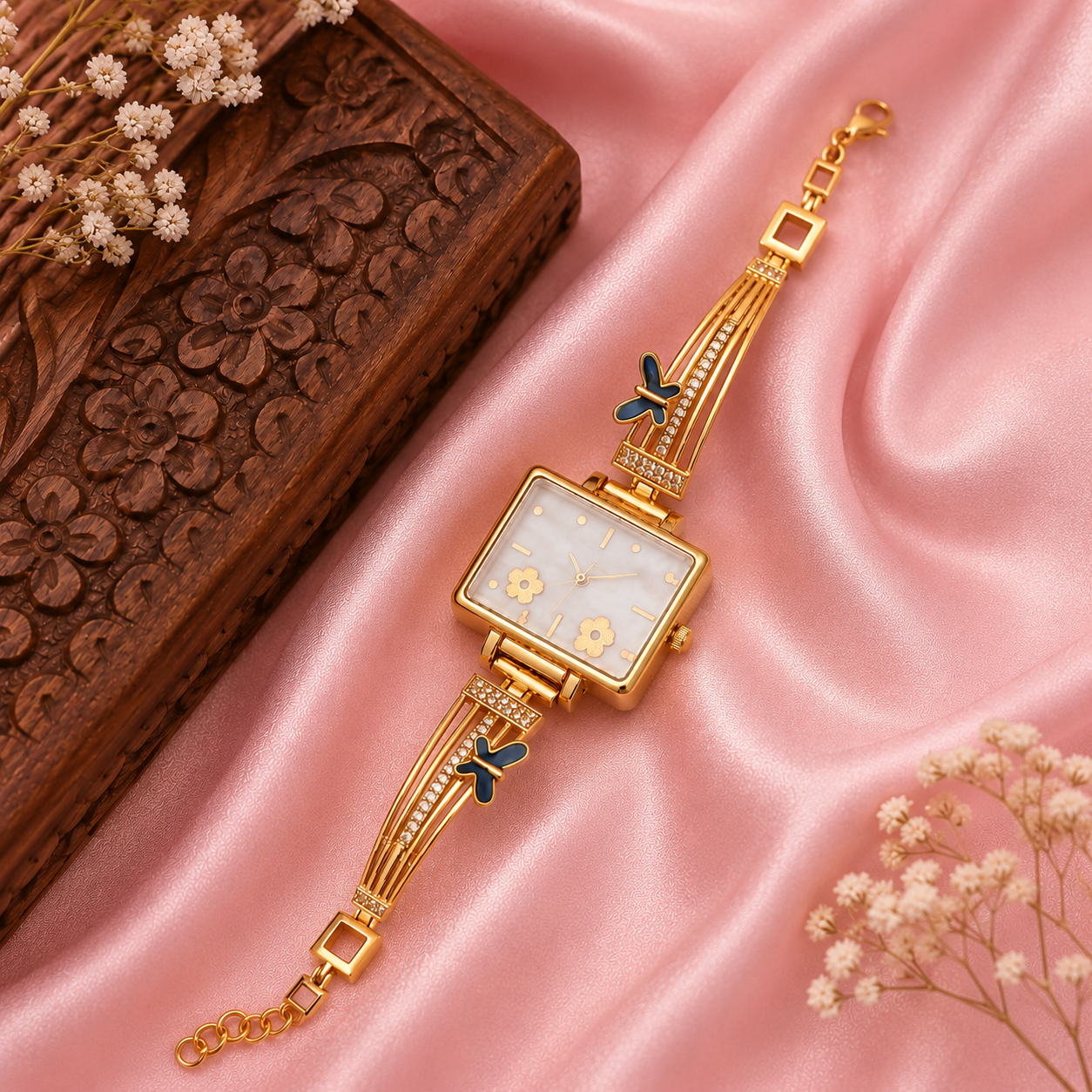 Silver Crystal Dial Bracelet Watch for Women