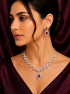 Silver finish American diamond necklace set