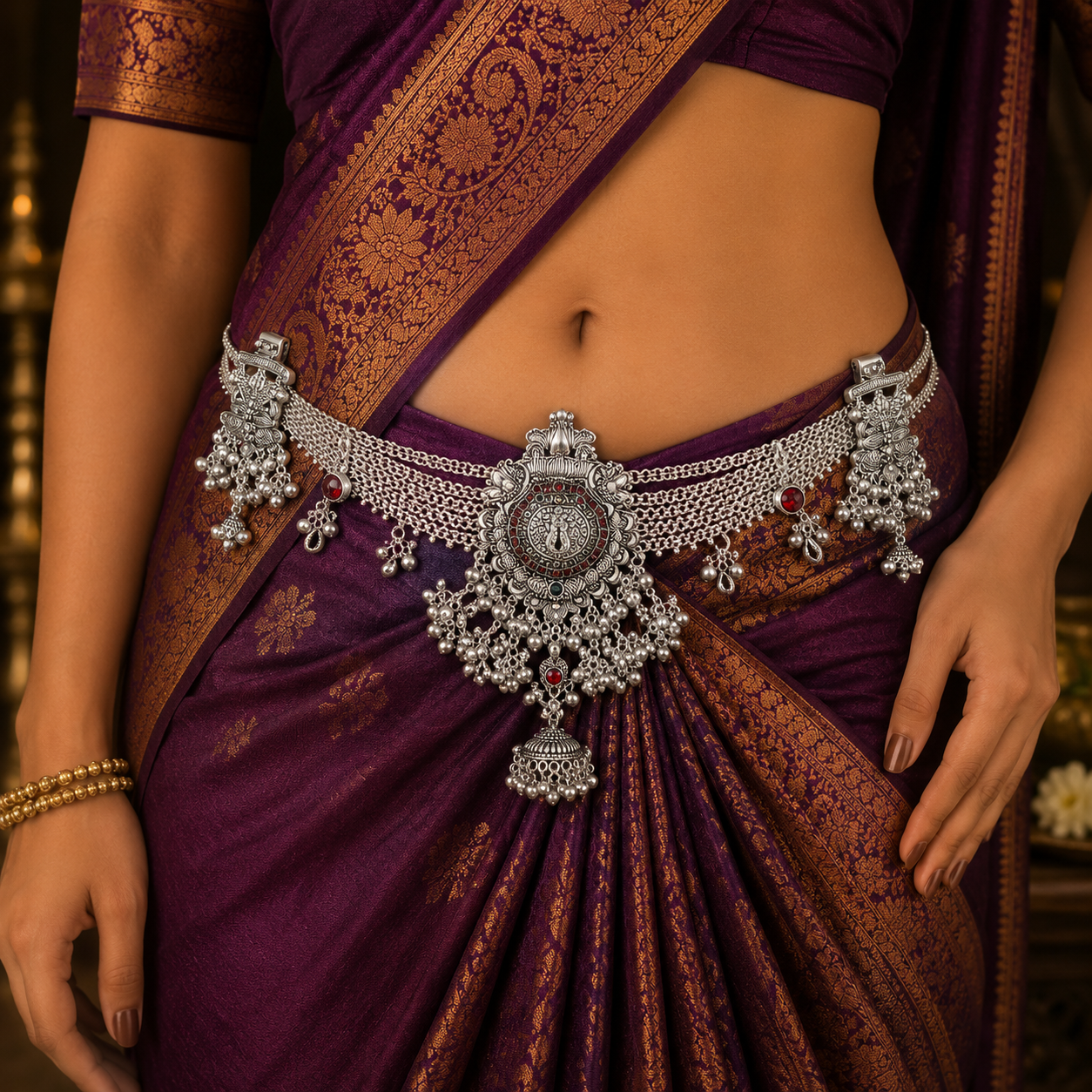 Temple jewellery kamar bandh for traditional bridal look