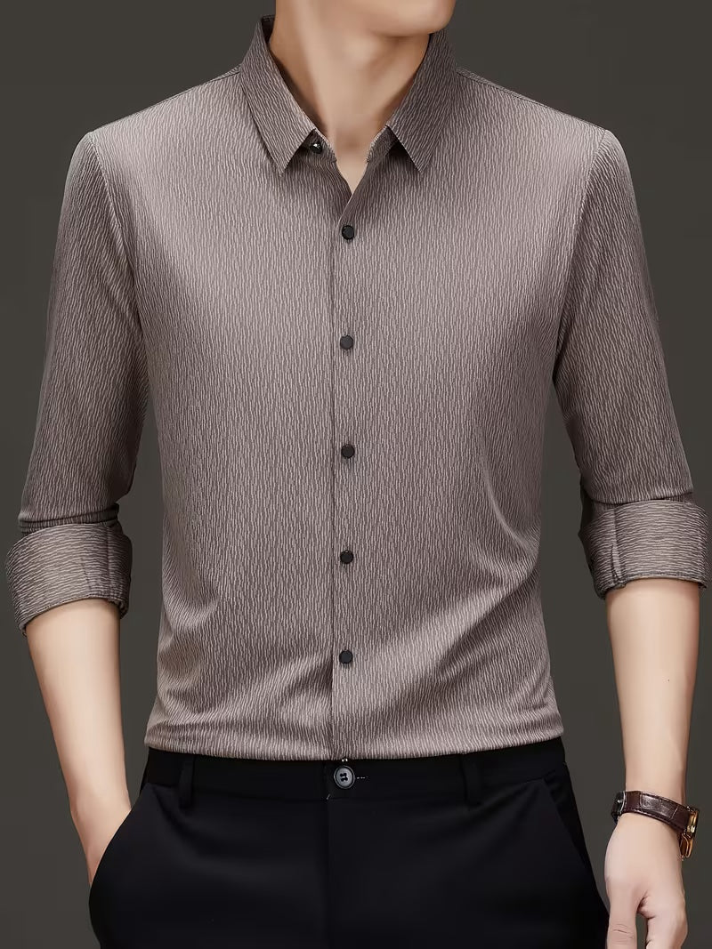 Men’s Brown Textured Formal Shirt