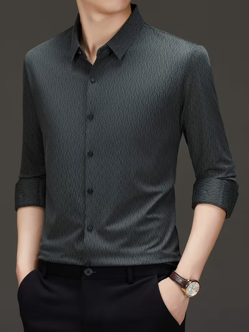 Men’s Charcoal Grey Textured Formal Shirt
