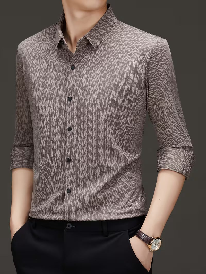 Men’s Brown Textured Formal Shirt
