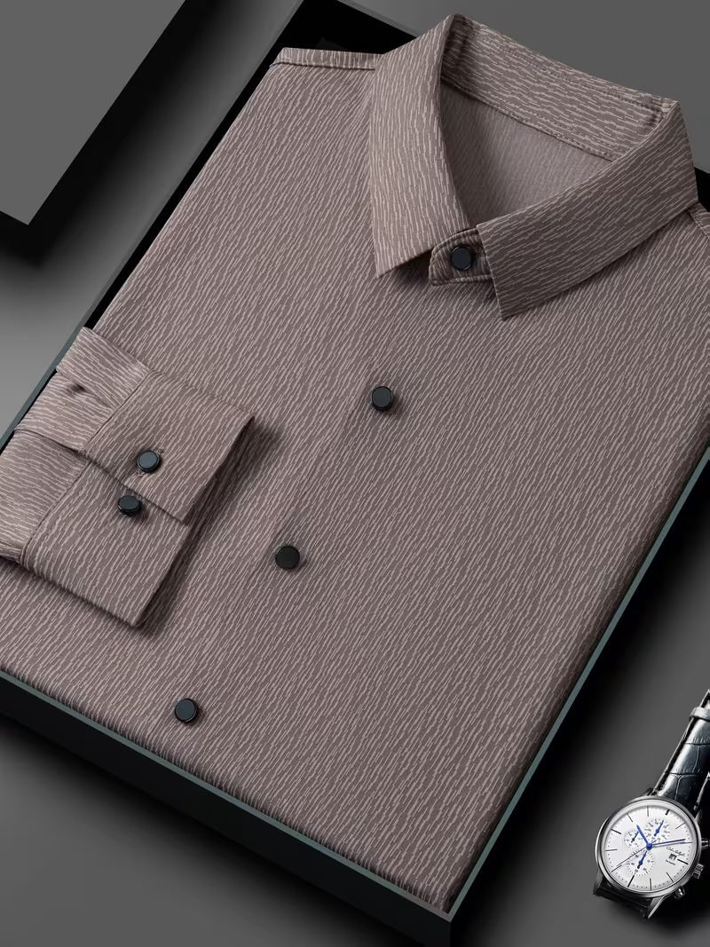 Men’s Brown Textured Formal Shirt