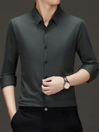 Men’s Charcoal Grey Textured Formal Shirt
