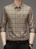 Men’s Beige Checked Formal Shirt
