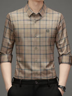 Men’s Beige Checked Formal Shirt