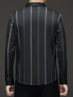 Men’s Elegant GreenStripe Black Shirt