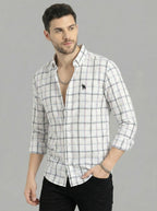Men’s Premium White Multi-Check Casual Shirt