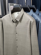Men’s Premium Olive-Grey Vertical Stripe Formal Shirt