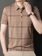 Men’s Premium Brown Checked Polo T-Shirt