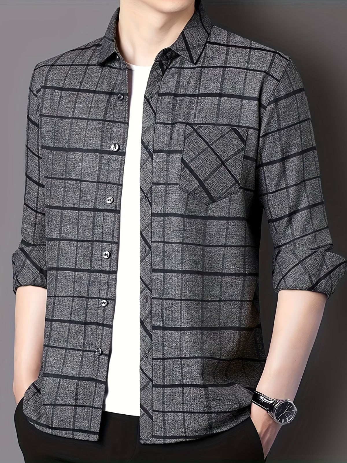 Men’s Premium Grey Check Formal Shirt