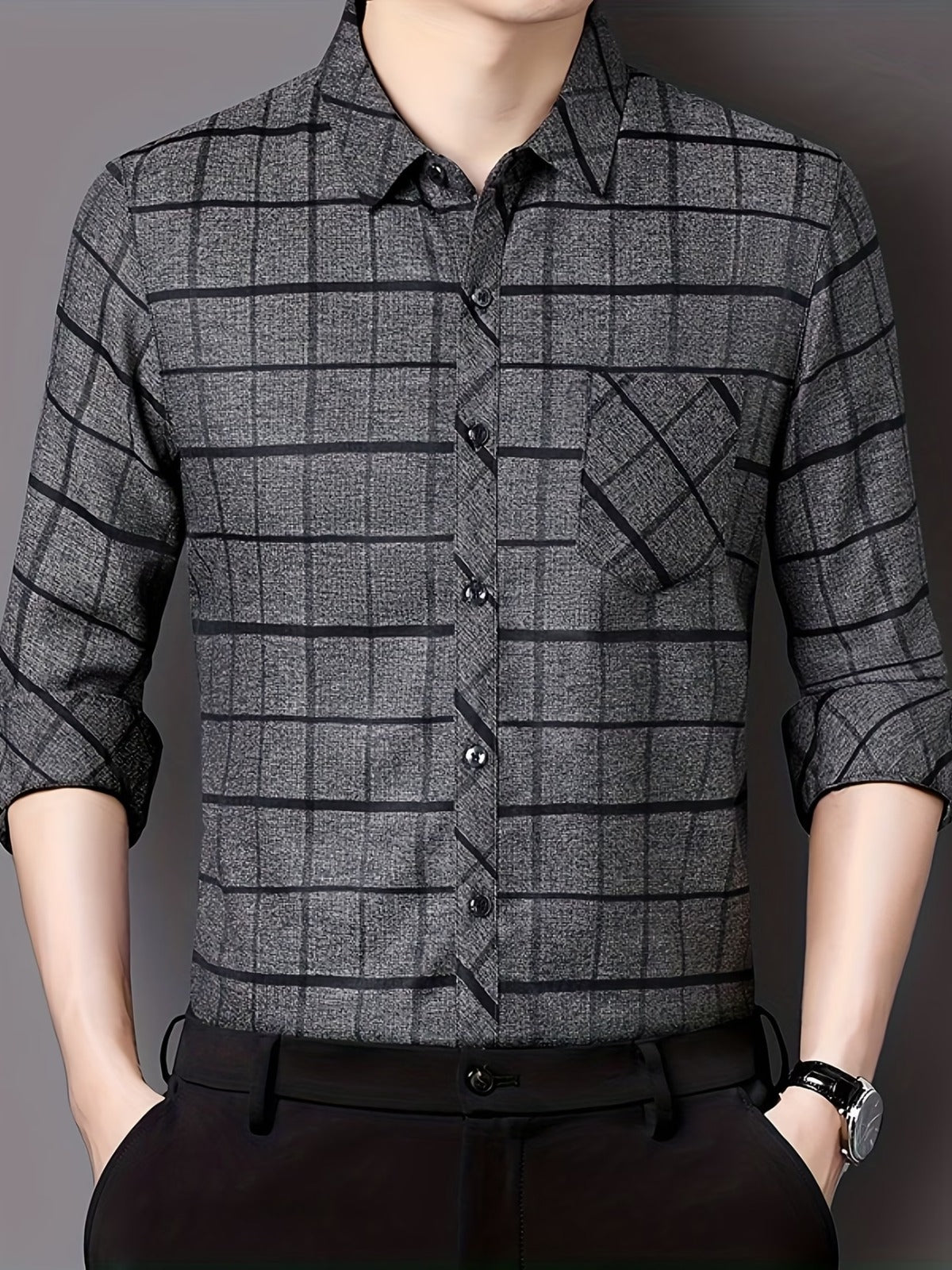 Men’s Premium Grey Check Formal Shirt
