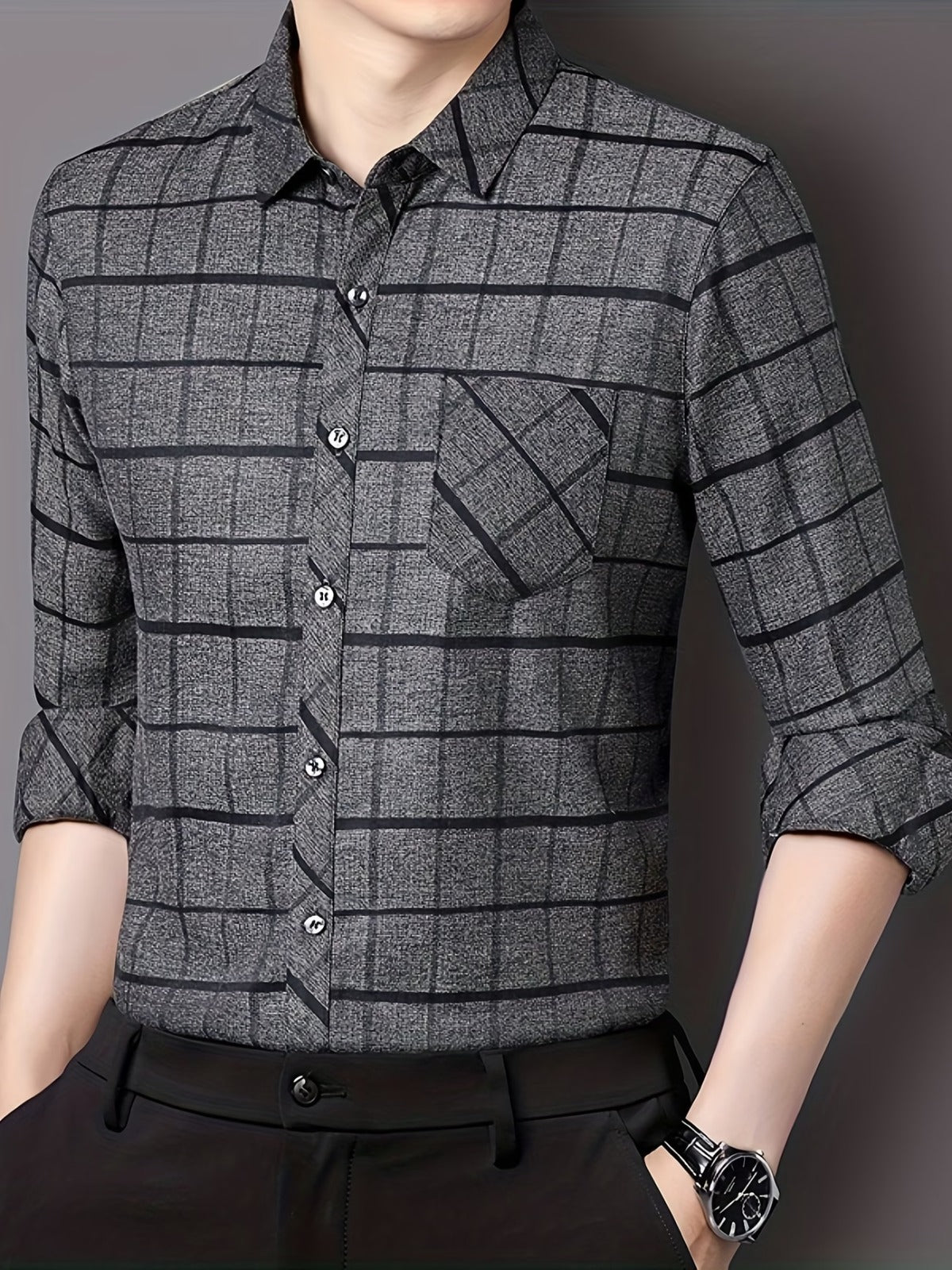 Men’s Premium Grey Check Formal Shirt